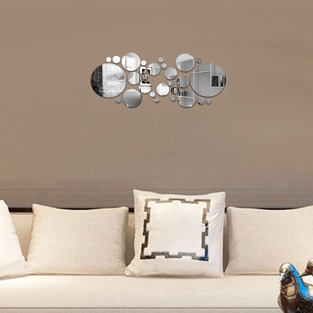 30Pcs Acrylic 3D Mirror Wall Stickers Round Wall Decor DIY Wall Stickers Bedroom Kitchen For Kids Rooms Wall Art Home Decoration