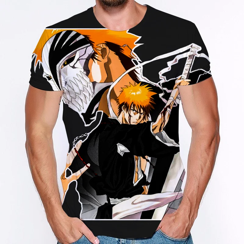 

2021 New T Shirt BLEACH 3d Print Men Summer Oversized Short Sleeve Cool Coaplay Tee Shirts Anime Bleach Hip Hop Streetwear Women