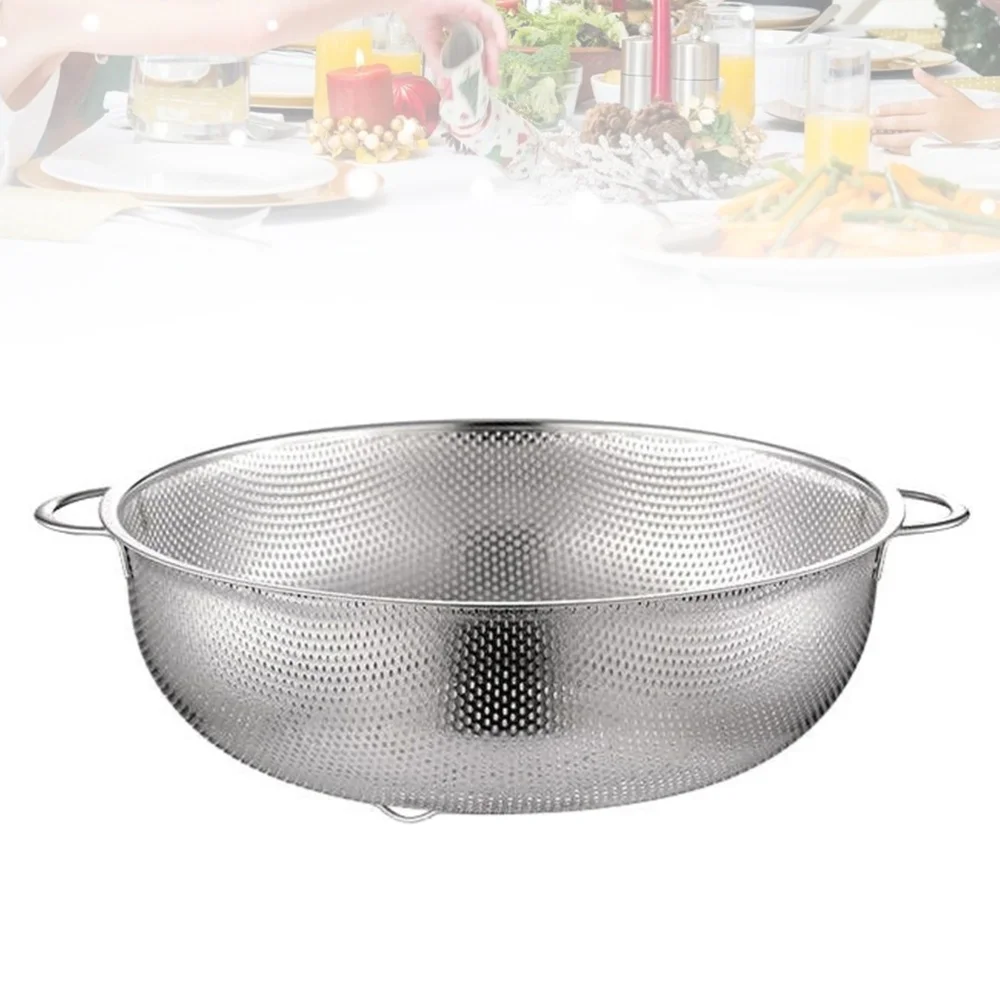 

Stainless Steel Drain Basket Rice Sieve Fruit and Vegetable Basket Multi-purpose Drain Basket for Home Kitchen (Silver, Outer Di