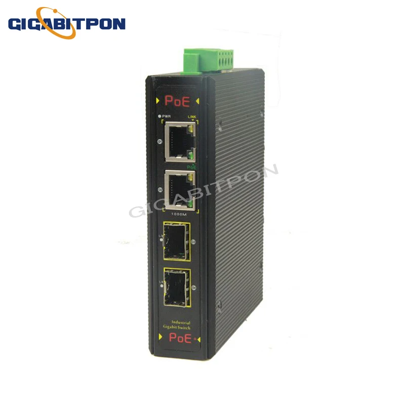 Full Gigabit Industrial 4-port POE Switch 2 * POE Port + 2 * SFP Port IEEE 802.3af/at Ethernet Smart Switch