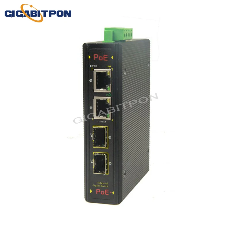 

Промышленный 4-портовый полный гигабитный коммутатор POE, 2 * порта POE + 2 * порта SFP, Ethernet умный коммутатор IEEE 802.3af/at