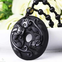 natural obsidian gemstone beads pendant necklace gift fancy colorful lucky healing energy buddhism chain chic pray bless