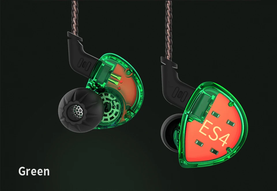 KZ ES4 1DD+ 1BA Hybrid Hifi наушники-вкладыши Динамический драйвер шумоподавление Гарнитура замена кабеля AS10 ZS10 BA10 ZST ES3 ZSN