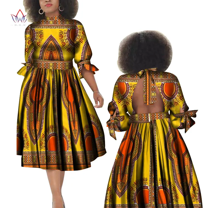 Мода 2019 осень африканские платья для женщин vestidos с открытой спиной элегантная