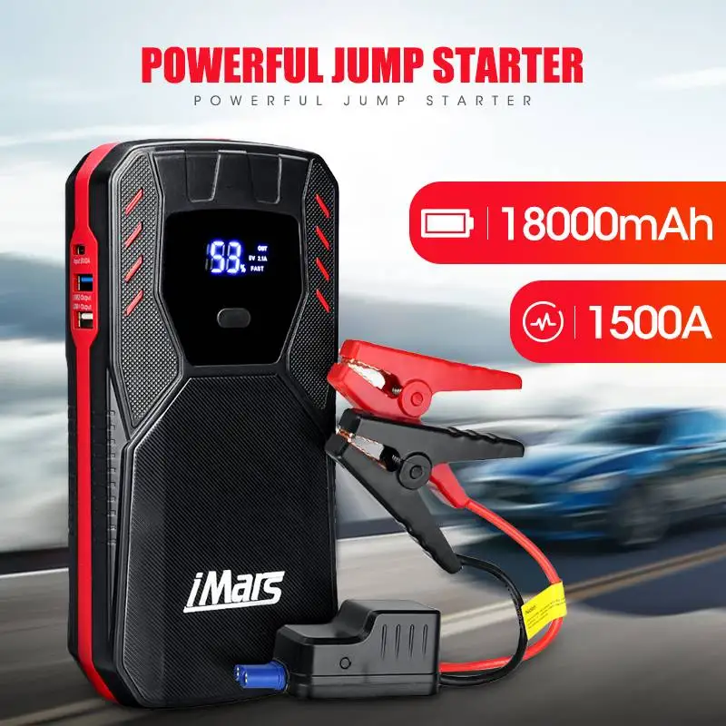 

iMars Car Jump Starter 18000mAh 1500A QC3.0 Charger Portable Power Bank Emergency Power Supply Bank Battery with LED Flashlight