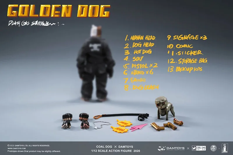 

1/12 DAMTOYS x COALDOG PES022 GOLDEN DOG Figuer Model 6'' Dog Head Male Soldier Action Body Doll