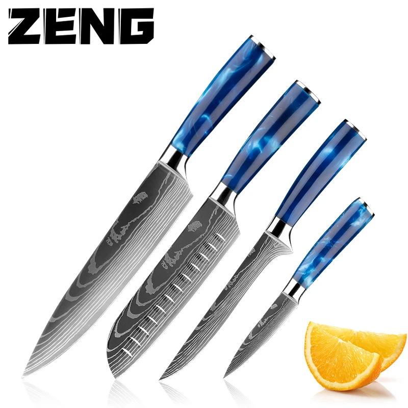 

ZENG Handmade Knife Japanese Damascus Stainless Steel Chef Knife Kiritsuke T Head Kitchen Utility Knives Wood Handle