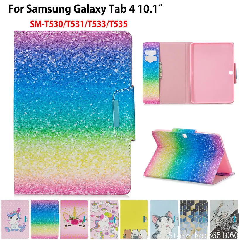 Флип чехол для Samsung Galaxy Tab 4 10 1 дюйма T530 T531 T533 T535|Чехлы планшетов и электронных книг|