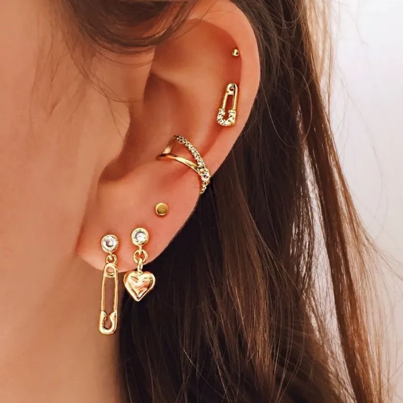 

Trendy Love Heart Dangle Earring Set Women Korea Jewelry Earrings Accessories