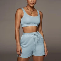 2 piece sets womens outfits summer clothes vendors 2021 sport suits with biker shorts crop top for fitness joggers