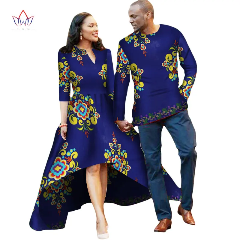 Африканская пара одежды для влюбленных платье Vestidos Мужская рубашка традиционные платья Африканский принт Дашики размера плюс 4xl BRW WYQ05