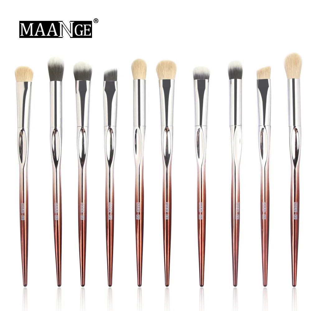 MAANGE 10 Three Finger Eye Makeup Brushes Animal Hair Wool Eyeshadow Foundation Brush Beauty Tools Gift for Women Hot Selling