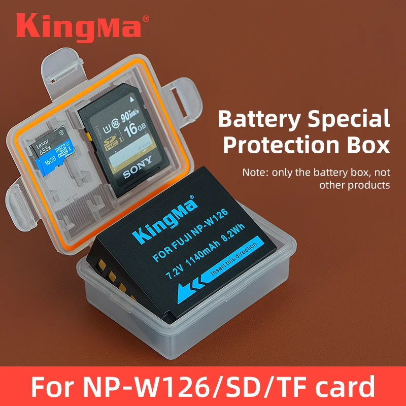 Чехол KingMa NP-W126 для хранения аккумуляторов, чехол для FUJIFILM NP-W126 Battery XT2 XT10 XT20 XT30 XT100 XH1 X100F XA2
