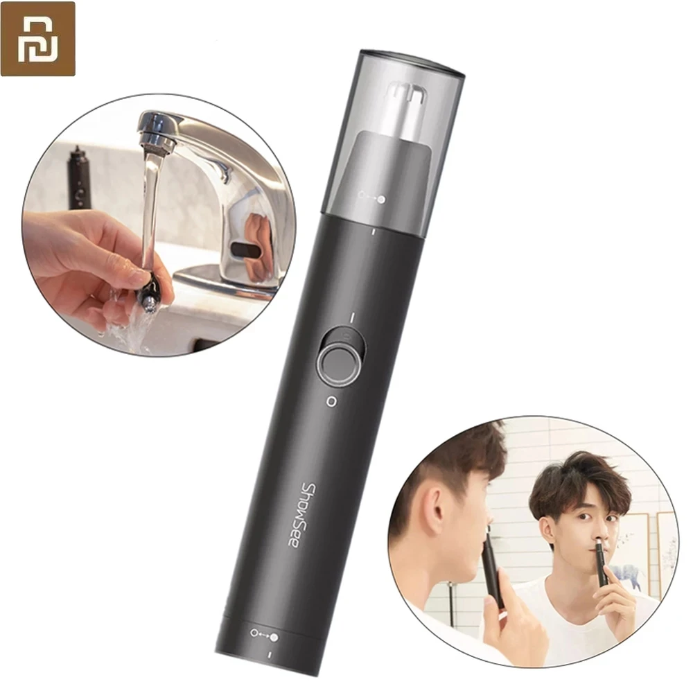 

Xiaomi Youpin ShowSee C1-BK Portable Mini Electric Nose Hair Trimmer Removable Washable Double-edged 360° Rotating Cutter Head