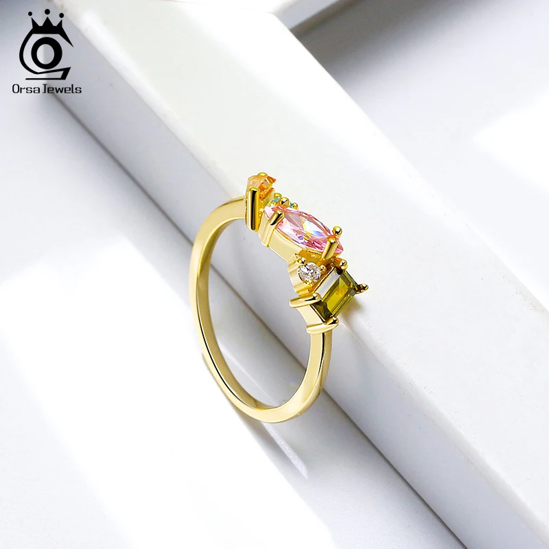 ORSA JEWELS милое романтическое кольцо на палец из серебра 925 пробы позолоченное