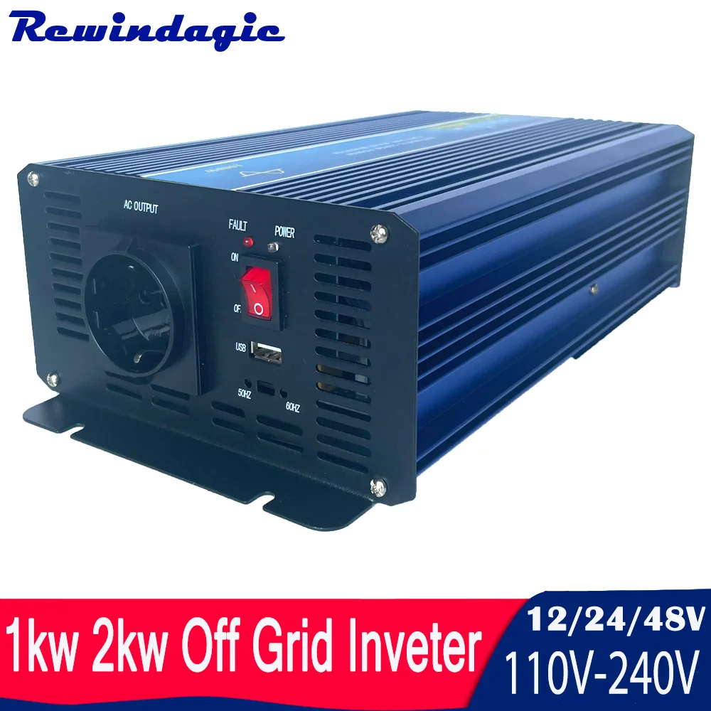 1000W 2000W Power Converter DC 12V 24V 48V to AC 110 220V 230V 240V Pure Sine Wave 50Hz 60Hz Off Grid Inverter Wind Turbine PV 1000W 2000W Power Converter DC 12V 24V 48V to AC 110 220V 230V 240V Pure Sine Wave 50Hz 60Hz Off Grid Inverter Wind Turbine PV