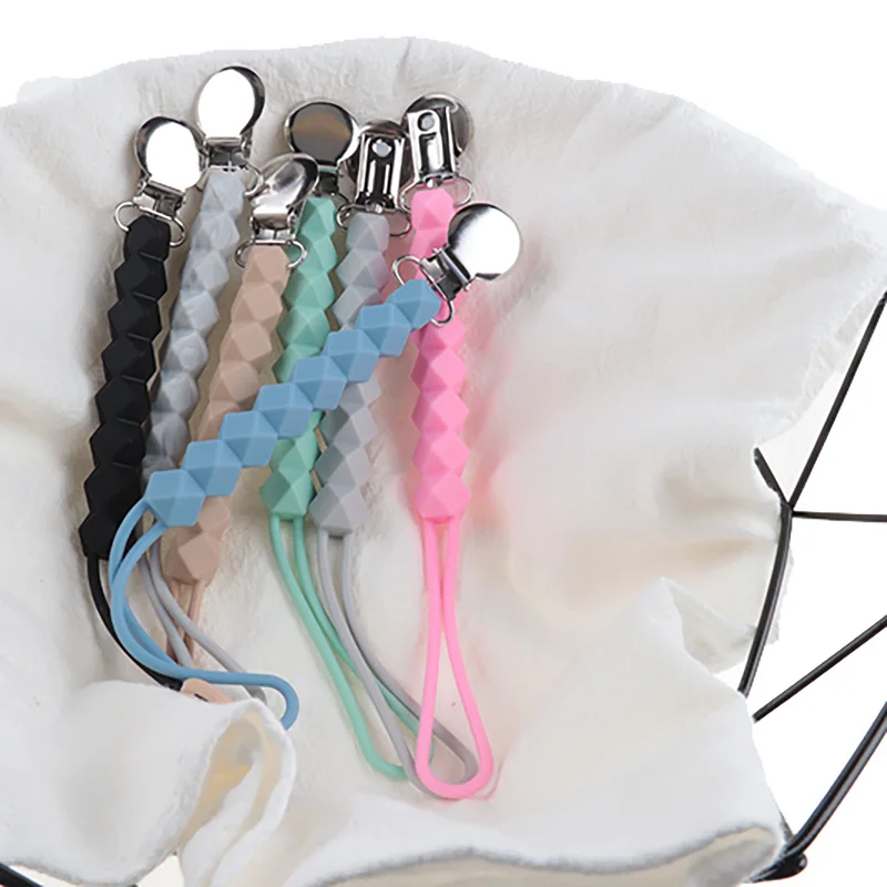 20 piezas de silicona soporte de cadena para chupete hexagonal cadenas de chupete para masticar beb&eacute; soporte para chupete sin BPA-4