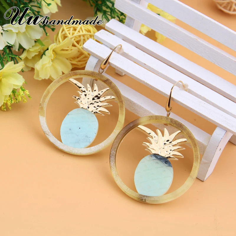 Стильный ананас серьги с фруктами Модные Акриловые женщин ювелирное изделие для