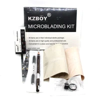 kzboy new arrival microblading kit for beginners contain microblades microblading pen ink ring cup practice skin and ruler