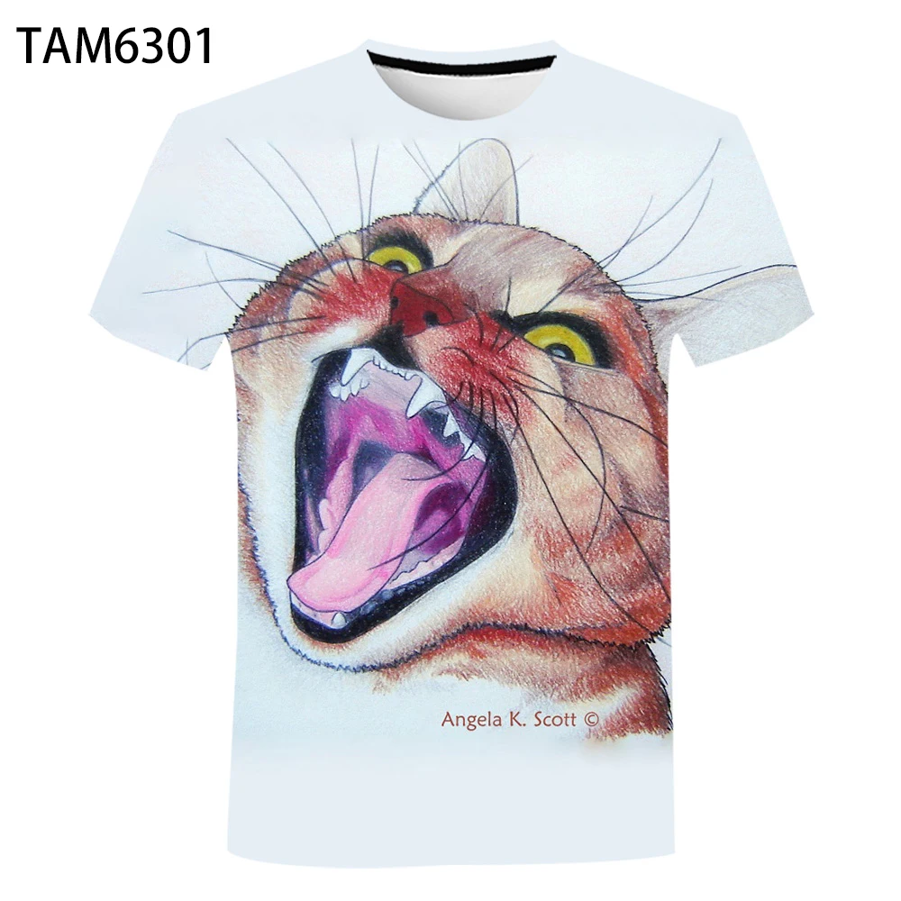

New Cool T-shirt Summer Wear Casual Top Children's Harajuku Fashion Men's / Women's 3D Animal Funny Cat Short Sleeve Printing