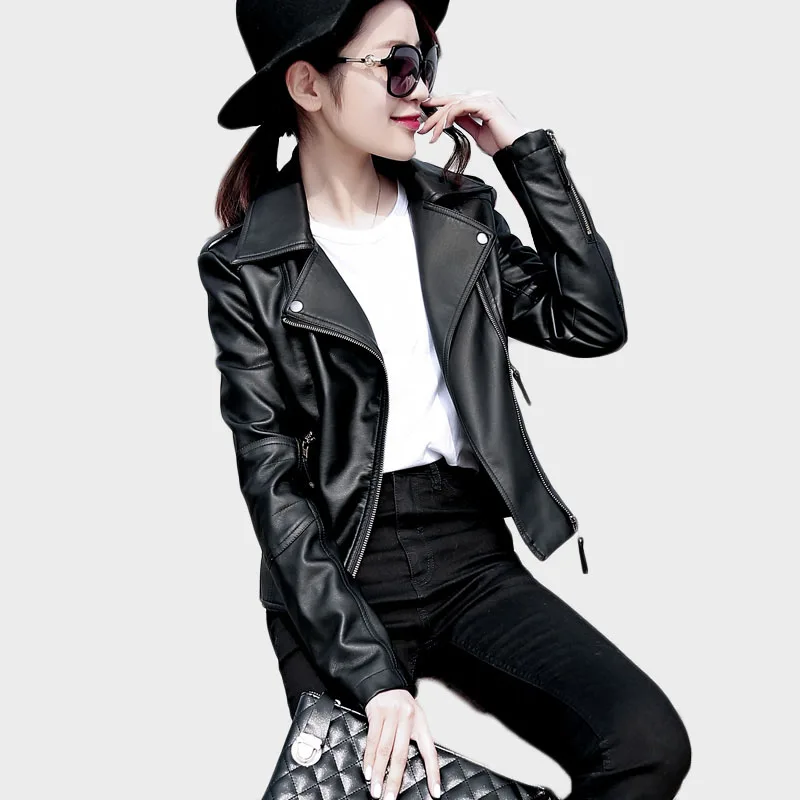 Top selling product in 2020 Lady leather coat Stylish clothes Women leather jacket  PU short jackets Spring / autumn Outwear 82