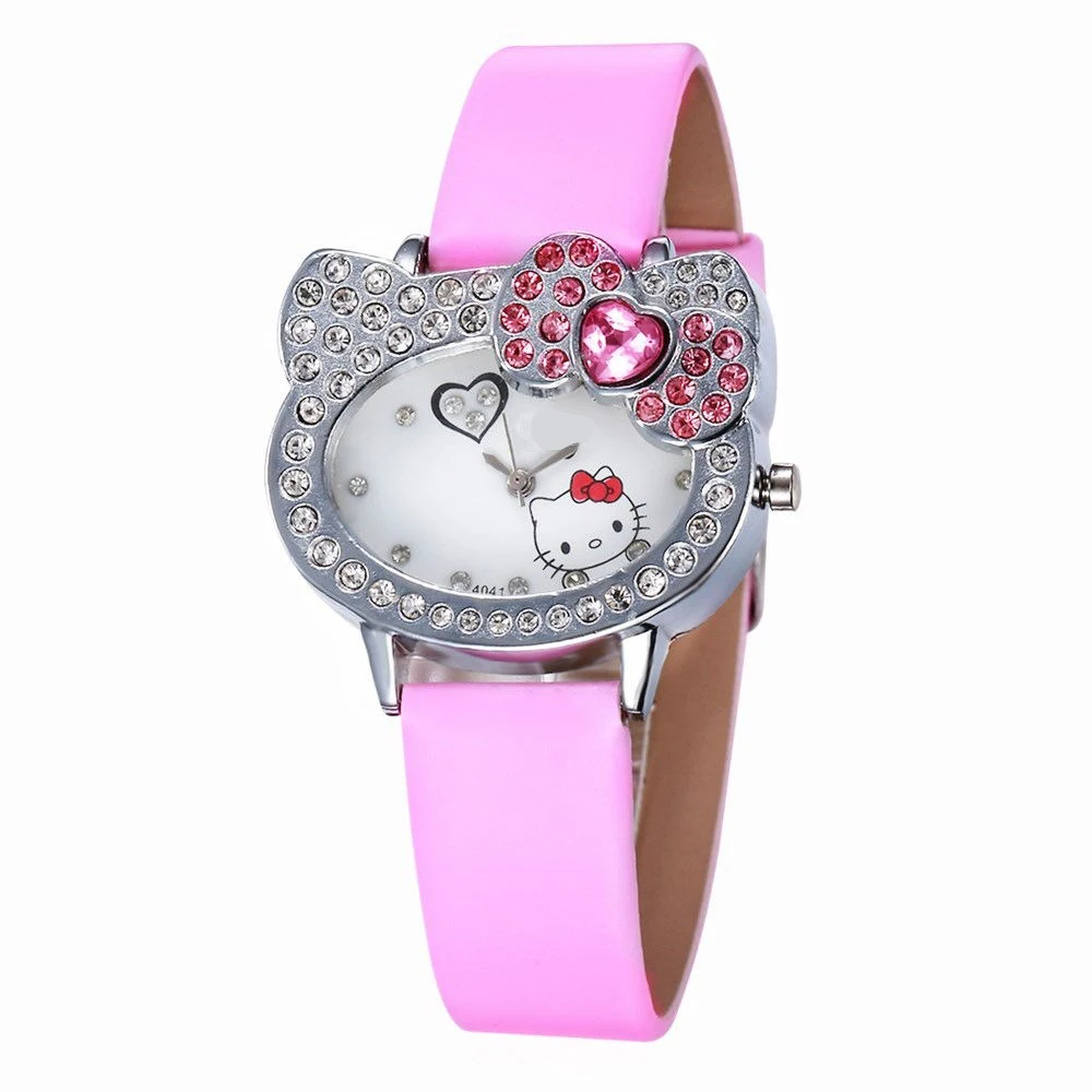 Детские часы reloj Kitty с мультяшным рисунком детские для девочек милые стразы