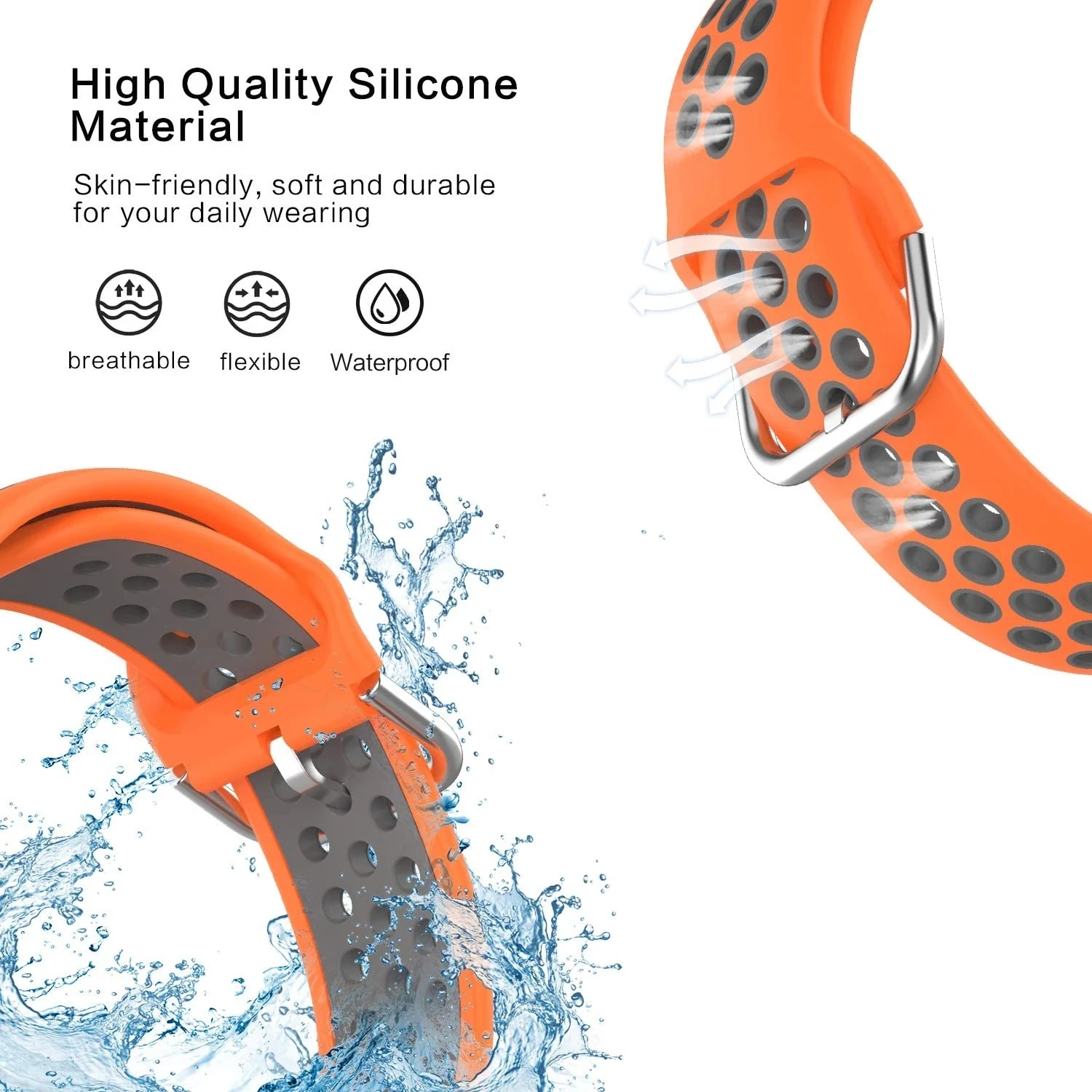 20mm 22mm Strap For Samsung Galaxy watch 3 Active 2 Gear S3 42mm 46mm Amazfit Silicone Breathable Bracelet Huawei GT Wristband