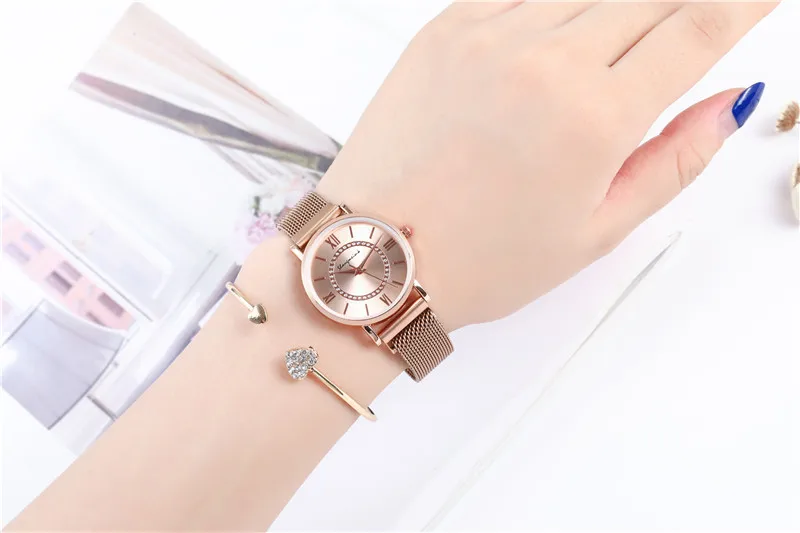 WJ 8838 простые магнитные пряжки кварцевые наручные часы для женщин классические