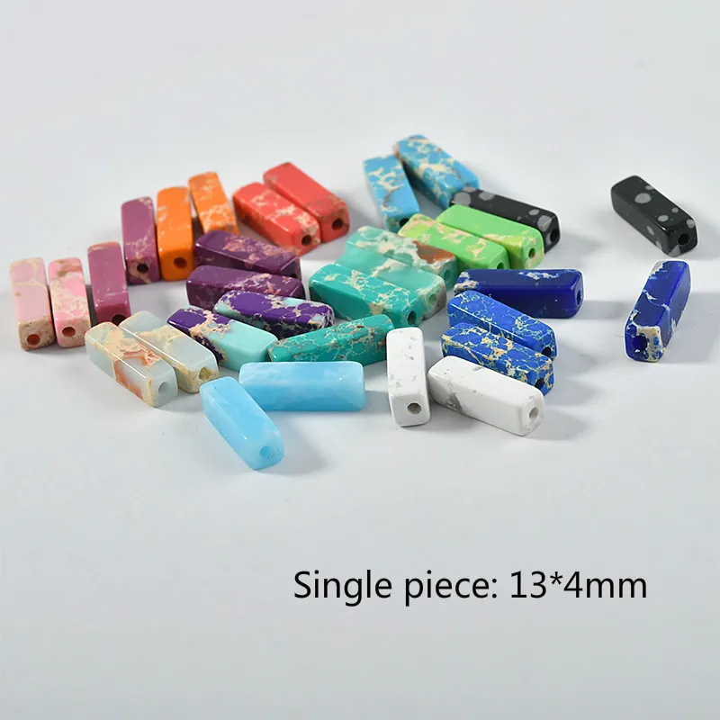 Натуральные Цветные синтетические камни квадратные трубы бусины DIY серьги