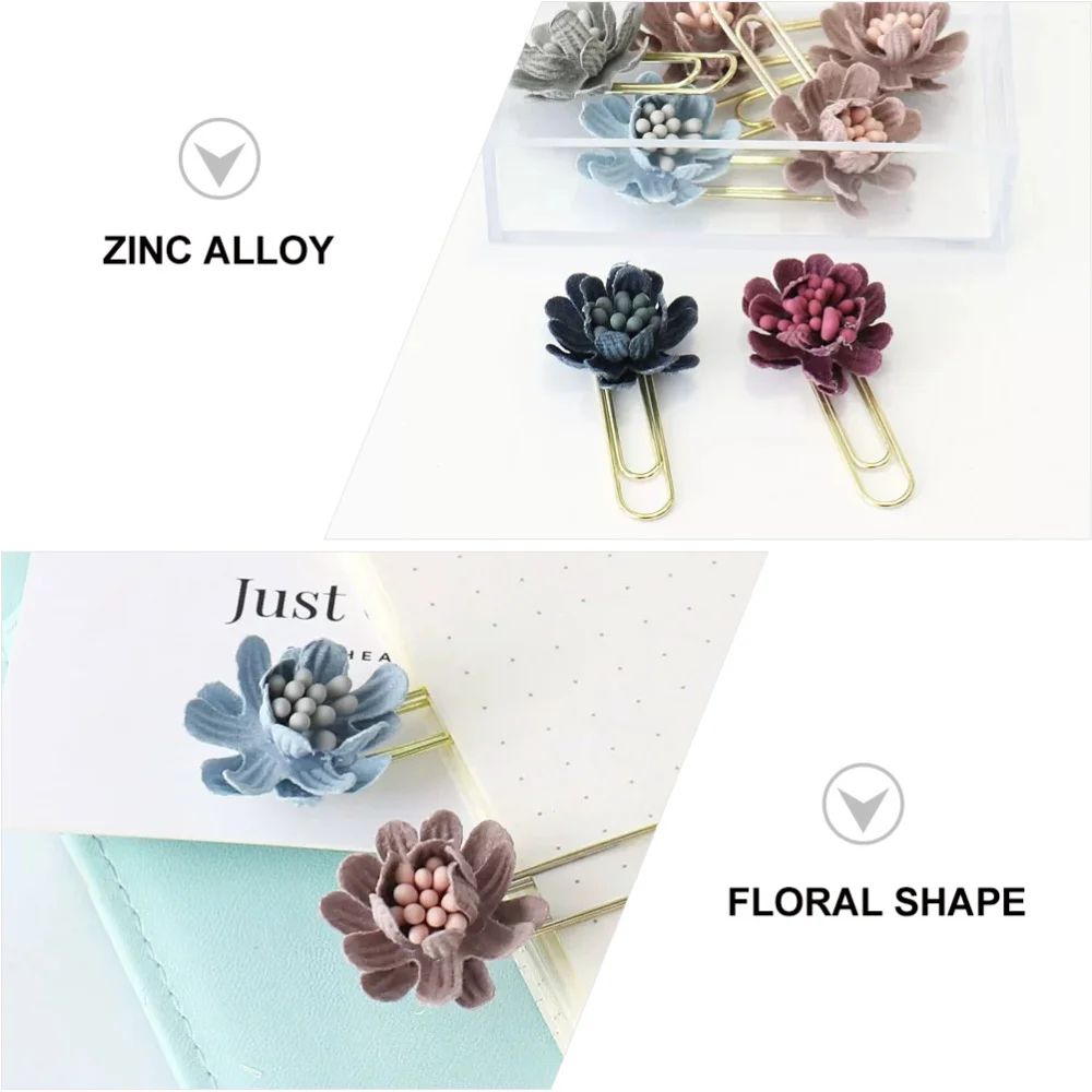 

1 Box of 5pcs Floral Design Paper Clip Creative Zinc Alloy Clip