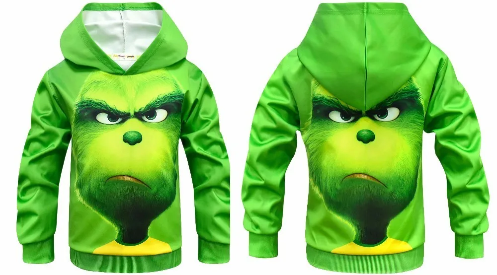Толстовка с 3D-принтом «GRINCH FULL FACE»; Детский карнавальный костюм «Merry Grinch»; толстовка для мальчиков и девочек на Хэллоуин и Рождество