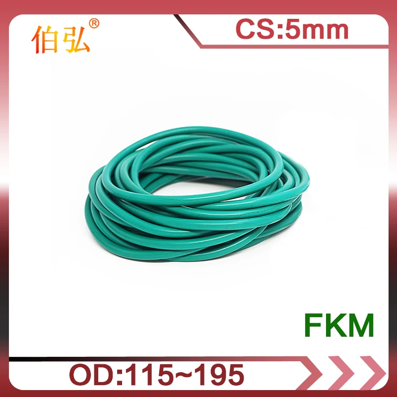 Фторрезиновое уплотнительное кольцо 1 шт./лот зеленое FKM CS 5 мм OD115/120/130/140/150/155/170/195