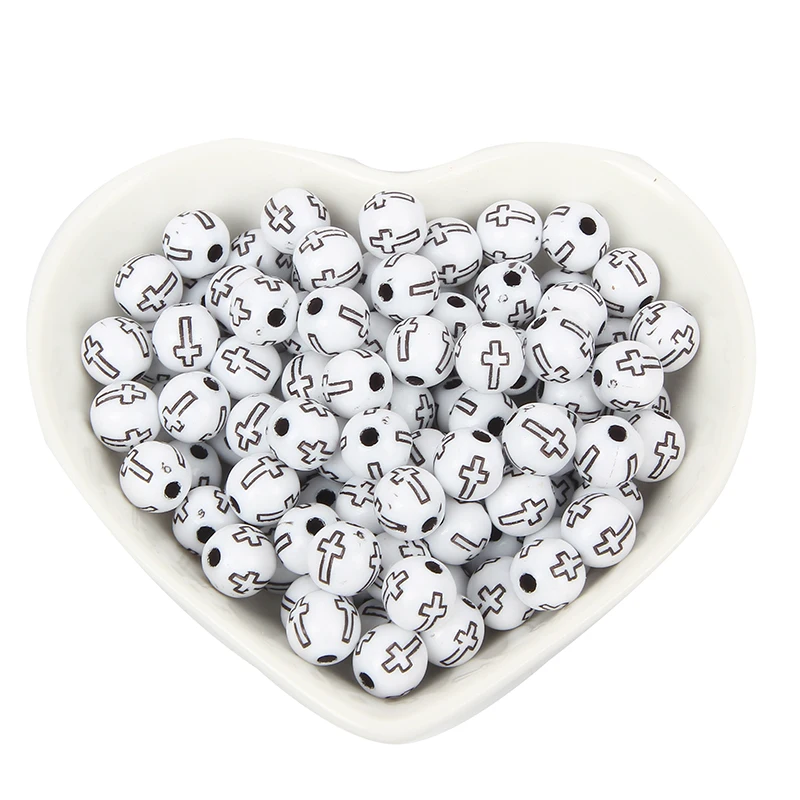 50 шт смешанные цвета белый с черным перекрестным креплением акриловые бусины для