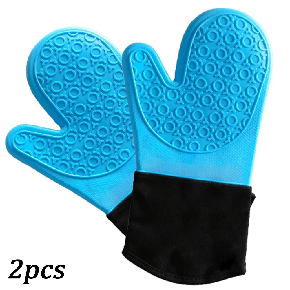 

Non-Slip Silicone Microwave Glove Long Cotton BBQ Oven Baking Hot Pot Mitts Cooking Heat Resistant Kitchen Baking Tool