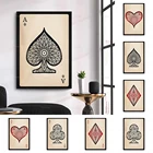 Абстрактный ретро постер игральные карты Ace of Spades, бриллианты, клубы, сердца HD Печать на холсте настенная живопись модульные картины декор