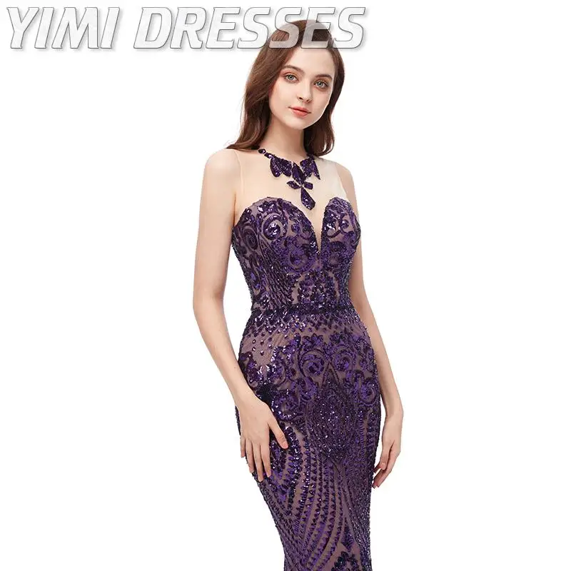 Роскошные фиолетовые кружевные вечерние платья с блестками Королевского синего