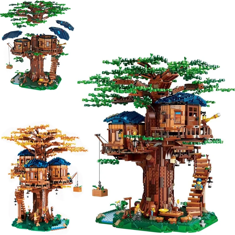 Идеи дерево дом модель листья два цвета совместимые Lepins друзья 21318 строительные