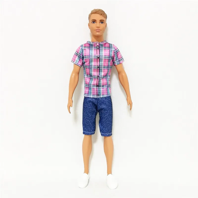Кен футболка в клетку для бойфренда синие штаны набор Барби шарнирная кукла