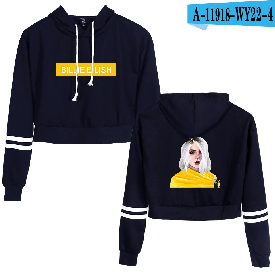 navy blue Новое поступление, толстовки с капюшоном Billie Eilish для женщин, пикантные весенне-осенние хлопковые уличные толстовки Harajuku Billie Eilish для девочек - Цвет: navy blue
