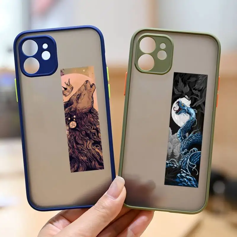 

Hard Chinese style Ferocious dragon tiger Phone Case matte transparent For sapphire iPhone 7 8 x xs xr 11 12 pro plus max mini