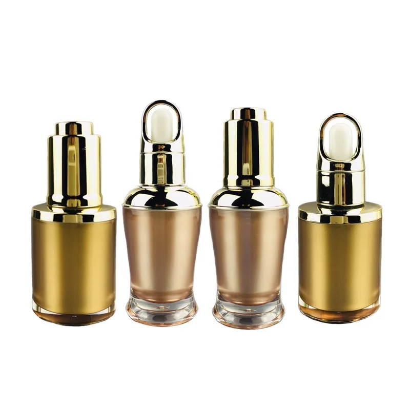 10 ML Essential Oil Bottles Gold Acrylic Tattoo Bottle Empty Cosmetic Container Portable Perfume Emulsion Dropper Bottles 20pcs