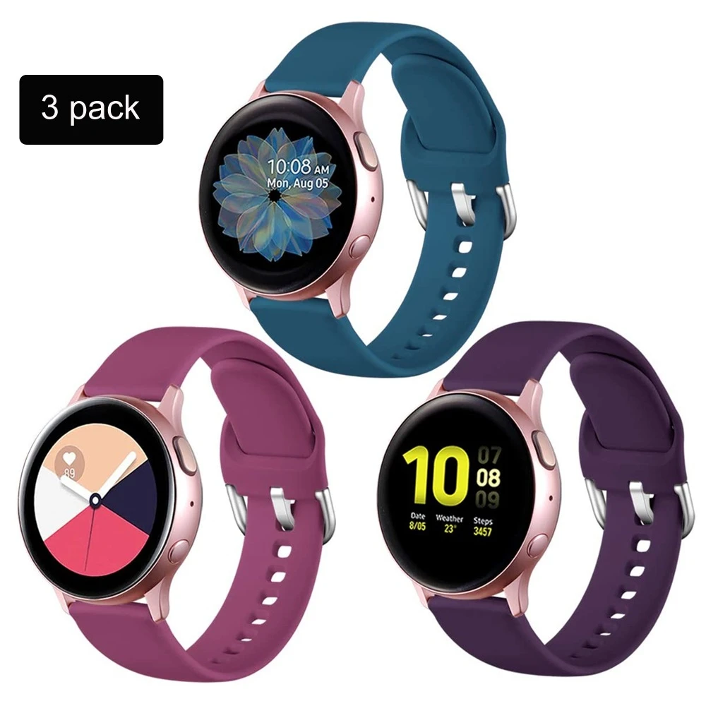 Ремешок силиконовый для samsung galaxy watch 3 45 мм 41 active 2 спортивный браслет amazfit bip gts gtr