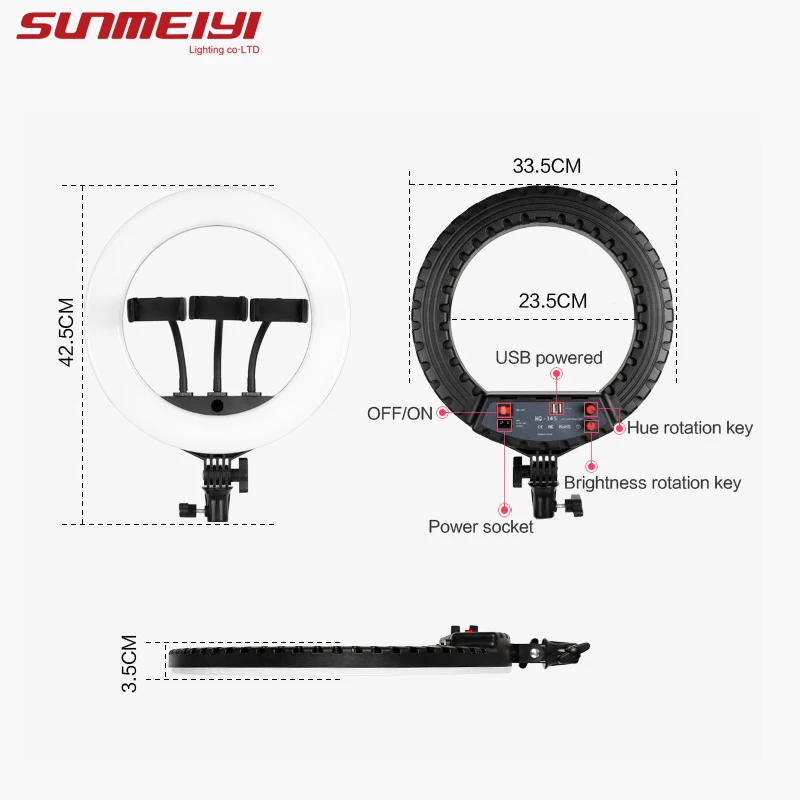 

Led Fill Light Selfie Ring Light Tripod USB With Remote Control Dimmable 14 inches With Stand For Youtube Live Studio Makeup