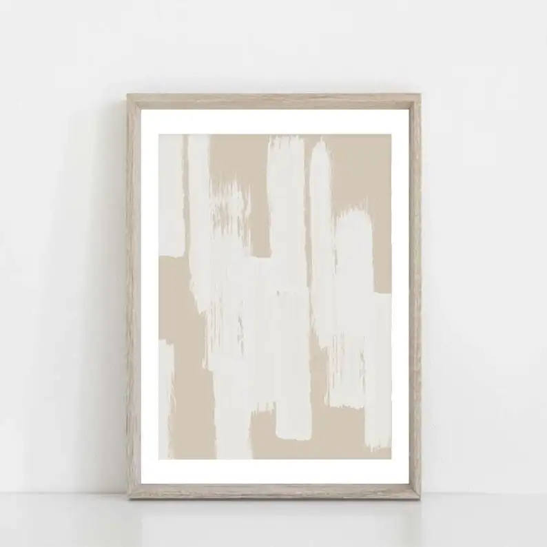 Настенная живопись Минималистичная нейтральный бежевый принт с печатью