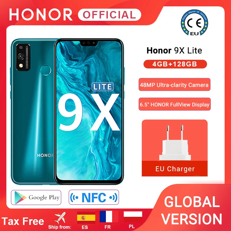 Глобальная версия Honor 9X Lite смартфон 4G 128G 48MP камера Kirin 710 6 5 ''мобильный телефон