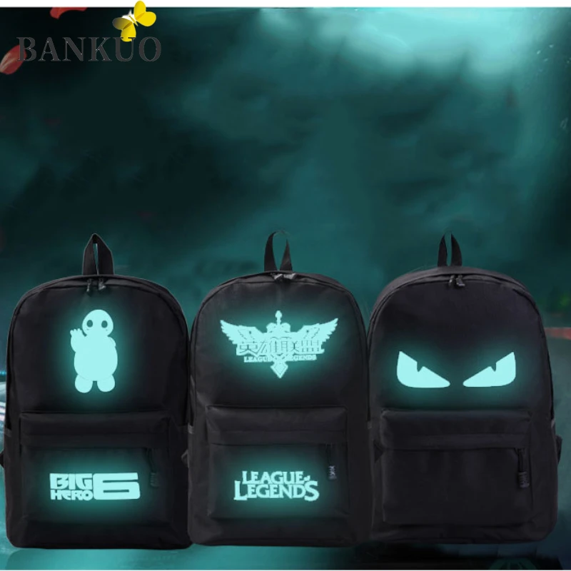 

BANKUO Womens Backpack Wear Resistant Oxford Printing High Capacity Mens Backpack Luminous Cartoon Print Student Backpack Z423
