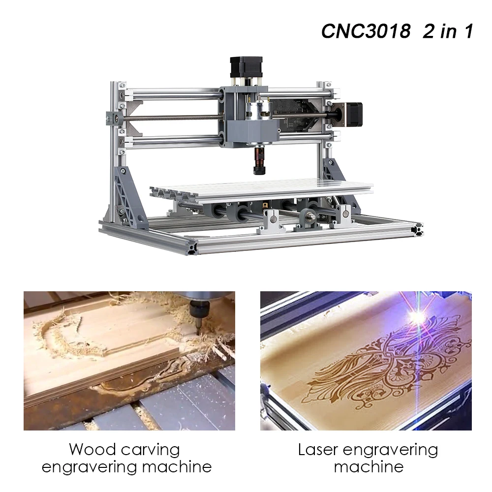 

Cnc3018 Laser Engraver Diy Cnc Router Kit Milling Cutter 2-in-1 Mini Laser Engraving Machine Grbl Control Wood Carving Milling
