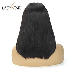 LADYSTAR прямой короткий Боб человеческие волосы парики для женщин Т-образный парик шнурка природы и Омбре человеческие волосы парик remy Волосы 150 плотность - Цвет: # 1B