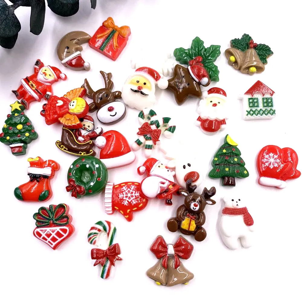 

New Resin Colorful Christmas Combination Flatback Cartoon Figurines Pattern DIY Scrapbook Home Embellishments Art Material