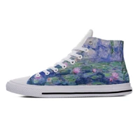water lilies monet aesthetic art funny vogue casual cloth shoes high top lightweight breathable 3d print men women sneakers